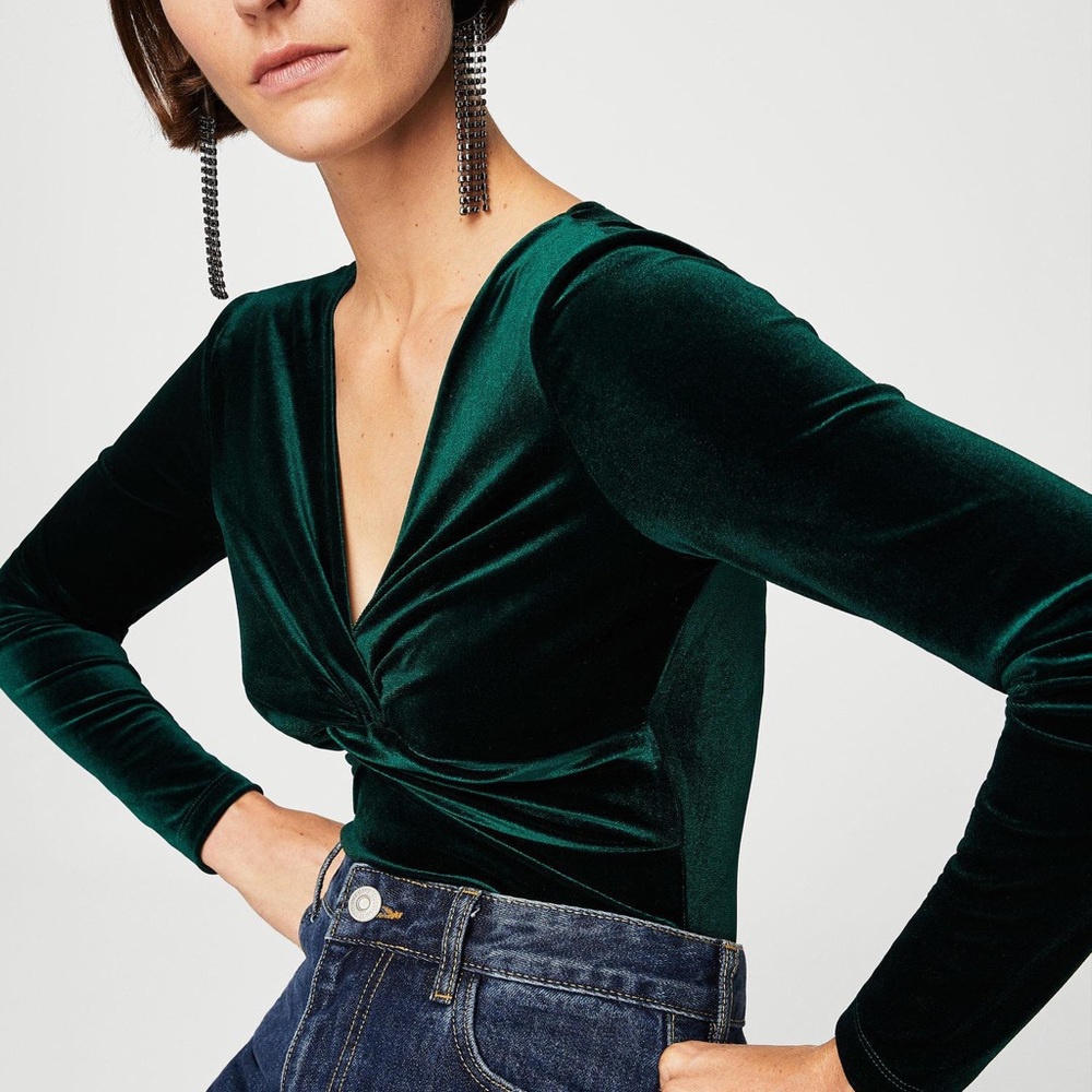 Mango Velvet Green bodysuit